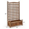 Natural Fir Wood Outdoor Planter Box w/ Trellis 25" x 11" x 48”H
