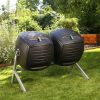 Set of Two 50-Gallon Rotating Compost Bin Tumblers - Each 50 Gal; 6.7 CuFt