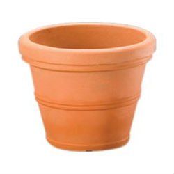 12" Diameter Poly Resin Outdoor Planter in Weathered Terracotta Finish
