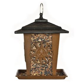 Heavy Duty Lantern Style Bird Feeder with Four Sided Perching Areas 3.5 Lbs Capacity