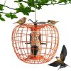 Squirrel Resistant Outdoor Orange Metal Cage Small Bird Feeder 16” Height