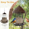 Outdoor Hanging Metal Mesh Tube Bird Feeder with Overhanging Tapered Roof - Squirrel-Resistant 18” Height
