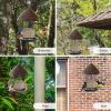 Outdoor Hanging Metal Mesh Tube Bird Feeder with Overhanging Tapered Roof - Squirrel-Resistant 18” Height