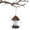 Outdoor Hanging Metal Mesh Tube Bird Feeder with Overhanging Tapered Roof - Squirrel-Resistant 18” Height
