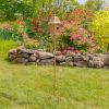 Copper Finish Metal Garden Birdhouse with 4-Pronged Stake and Pole 1.5” Entry Hole