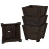 Set of 4 Garden Outdoor Planters in Thermo-Treated Cypress 10x12x12”