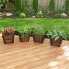Set of 4 Garden Outdoor Planters in Thermo-Treated Cypress 10x12x12”