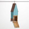Outdoor Turquoise Blue Wood BirdHouse with Copper Roof and Accents