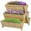 3-Tier A-Frame Fir Wood Elevated Planter Box with 5 Planters