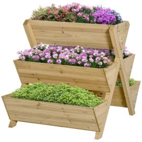 3-Tier A-Frame Fir Wood Elevated Planter Box with 5 Planters