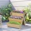 3-Tier A-Frame Fir Wood Elevated Planter Box with 5 Planters