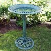 Outdoor Garden Bird Bath in Green Patina Bronze Finish 20” Dia