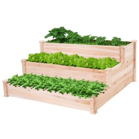 3-Tier Stair Stacked Elevated Raised Bed Planter 49" x 49" x 22”