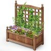 Classic Fir Wooden Outdoor Planter Box with Trellis 25”W x 30”H