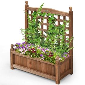 Classic Fir Wooden Outdoor Planter Box with Trellis 25”W x 30”H