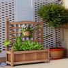 Classic Fir Wooden Outdoor Planter Box with Trellis 25”W x 30”H