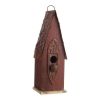 Outdoor Garden Rustic Red Solid Wood and Iron Bird House with Door Knob Perch