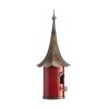 Red Metal Birdhouse with Bronzed Copper Finish Gramophone Roof and Finial