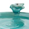 Turquoise Blue Ceramic Birdbath in Antique Finish 16” Diameter