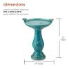 Turquoise Blue Ceramic Birdbath in Antique Finish 16” Diameter