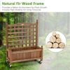 Fir Wood Outdoor Planter Box with Trellis on Wheels 25”W x 32.5”H