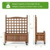 Fir Wood Outdoor Planter Box with Trellis on Wheels 25”W x 32.5”H