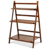 Bamboo Folding 3 Tier Plant Stand Garden Shelving 28x16x38”