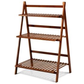 Bamboo Folding 3 Tier Plant Stand Garden Shelving 28x16x38”