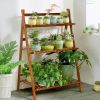Bamboo Folding 3 Tier Plant Stand Garden Shelving 28x16x38”