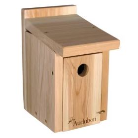 Natural Cedar Wooden Bird House for Wrens and Chickadees with 1.125” Entry Hole