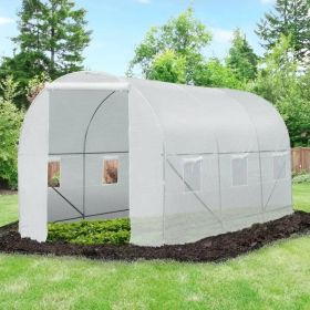 14.5’x6.6’x6.6’ Hoop Greenhouse w/ White PE Cover Steel Frame