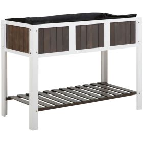 White Fir Elevated Planter Box with Storage Shelf 45" x 23" x 35”