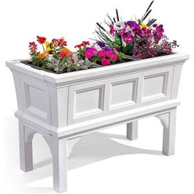 White Garden Planter Box with Removable Trays 19.5x39x24”