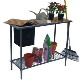 Outdoor Metal Gardening Bench Wood Top Work Table 39" x 32”