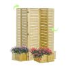 3 Panel Fir Wood Outdoor Privacy Screen with 4 Garden Planters