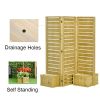 3 Panel Fir Wood Outdoor Privacy Screen with 4 Garden Planters