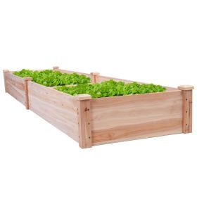 Solid Cedar Wood Raised Garden Bed Planter 8Ft x 2Ft x 10In