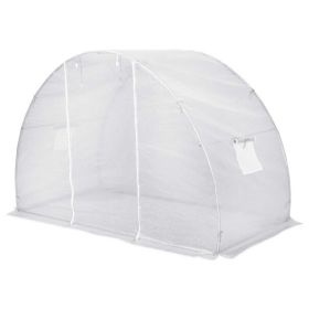 Hoop Greenhouse with Steel Frame in White PE Cover 9.8’W x 4.5’D