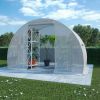 Hoop Greenhouse with Steel Frame in White PE Cover 9.8’W x 4.5’D