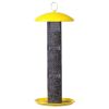 Metal Mesh Tube Hanging Bird Feeder with Yellow Top and Perch 1.5 lbs Capacity