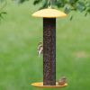 Metal Mesh Tube Hanging Bird Feeder with Yellow Top and Perch 1.5 lbs Capacity
