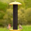 Metal Mesh Tube Hanging Bird Feeder with Yellow Top and Perch 1.5 lbs Capacity