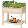Solid Wood Elevated Planter Box with Bottom Shelf 34x18x30"