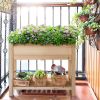 Solid Wood Elevated Planter Box with Bottom Shelf 34x18x30"