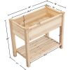 Solid Wood Elevated Planter Box with Bottom Shelf 34x18x30"