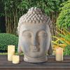 Japanese Buddha Head Indoor/Outdoor Garden Statue 21” Height