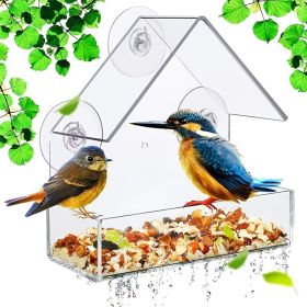 Transparent Acrylic Bird Feeder Cage Attaches to Window for Up-Close Viewing