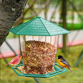Hexagonal Folding Bird Feeder with Durable Sunscreen and Antifreeze Plastic Feed Cage