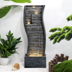 Indoor/Out Water Fountain LED Lit 4-Tiered Cascading Falls 39”