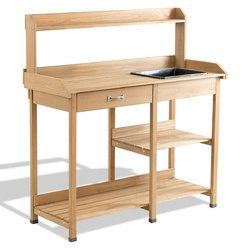 Wooden Gardening Bench with Drawer and Dry Sink 45” x 18” x 48”